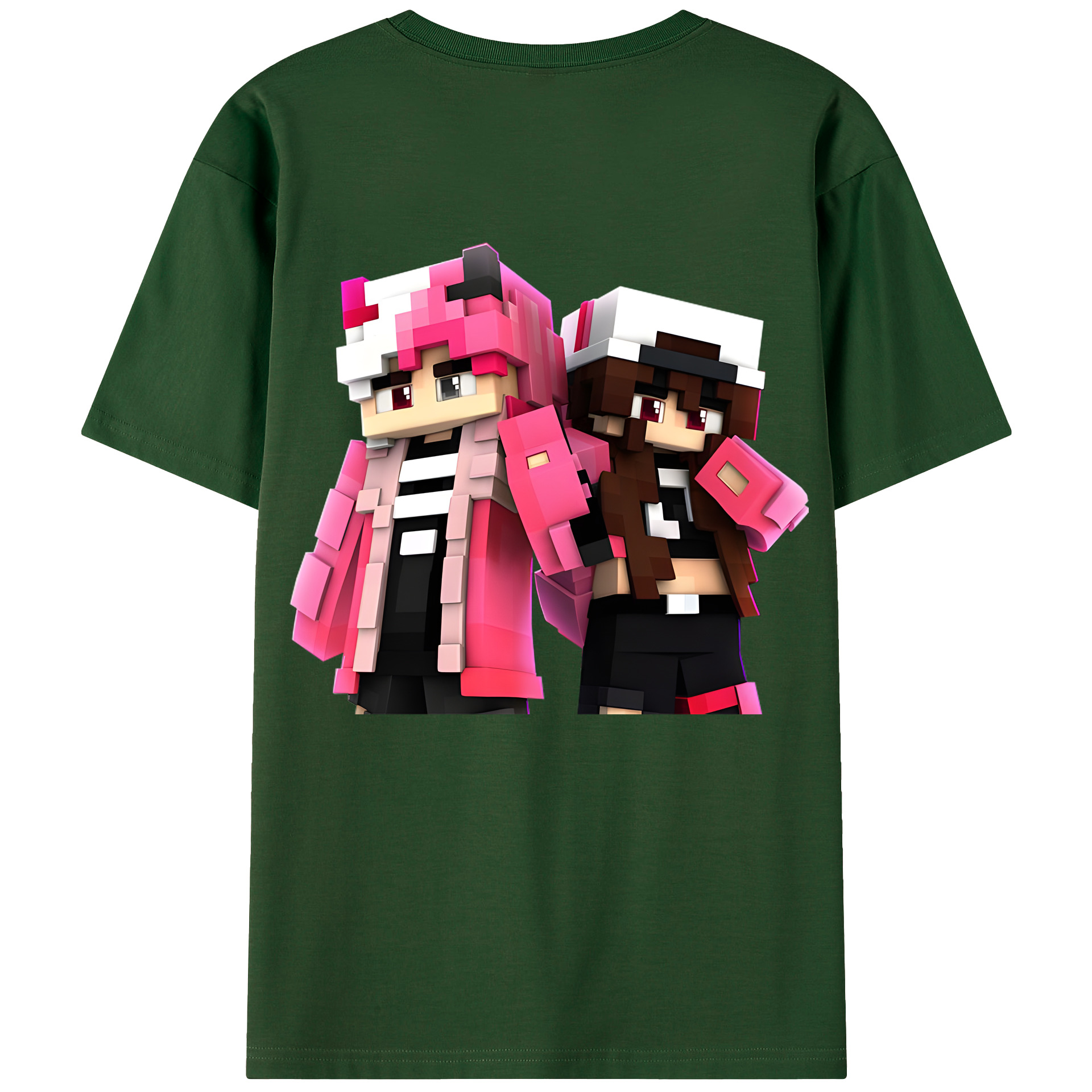 （画像用） マインクラフト ブロックの世界 Minecraft MC Block world 綿100％半袖Tシャツ（背面プリント）